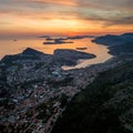 Aerial panoramic view of the picturesque town of Dubrovnik