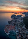 Aerial panoramic view of the picturesque town of Dubrovnik Royalty Free Stock Photo