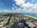 Amazing aerial photo Miami Beach landscape with blue sky and ocean