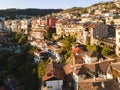 Aerial Sunset view of city of Veliko Tarnovo, Bulgaria Royalty Free Stock Photo