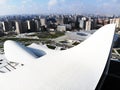 Amazing aerial view from above by drone on capital of Azerbaijan - Baku. Building of Heydar Aliev Center