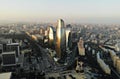 Amazing aerial view from above by drone on capital of Azerbaijan - Baku. The Flame Towers