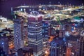 Amazing aerial view of Auckland skyline at night. City buildings and skyscrapers, New Zealand Royalty Free Stock Photo