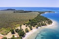 An aerial view of beaches and olive field at Cervar Porat, Istria, Croatia Royalty Free Stock Photo