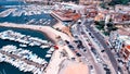 Amazing aerial view of beautiful port of Pozzuoli in summer season, Italy. Drone viewpoint Royalty Free Stock Photo