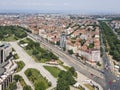 Aerial view of city of Sofia near National Palace of Culture, Bulgaria Royalty Free Stock Photo