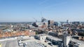 amazing aerial view of the downtown and construction site of Reading, Berkshire, UK