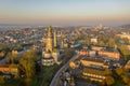 Amazing aerial view drone Cork City center Ireland Irish landmark building St Fin barreÃ¢â¬â¢s Cathedral