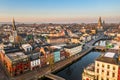 Amazing aerial view drone Cork City center Ireland Irish landmark building