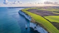 Amazing aerial view of the famous Old Harry Rocks, the most eastern point of the Jurassic Coast, a UNESCO World Heritage Site, UK Royalty Free Stock Photo