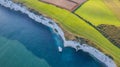 Amazing aerial view of the famous Old Harry Rocks, the most eastern point of the Jurassic Coast, a UNESCO World Heritage Site, UK Royalty Free Stock Photo