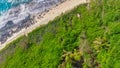 Amazing aerial view of Grand Anse in La Digue Island, Seychelles. Ocean and forest Royalty Free Stock Photo
