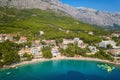 Amazing aerial view of Makarska riviera, Dalmatia, Croatia, landscape. Tourist resort, Adriatic sea coast, travel background Royalty Free Stock Photo