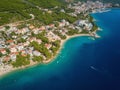 Amazing aerial view of Makarska riviera, Dalmatia, Croatia, landscape. Tourist resort, Adriatic sea coast, travel background Royalty Free Stock Photo