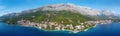 Amazing aerial view of Makarska riviera, Dalmatia, Croatia, landscape. Tourist resort, Adriatic sea coast, travel background Royalty Free Stock Photo