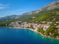 Amazing aerial view of Makarska riviera, Dalmatia, Croatia, landscape. Tourist resort, Adriatic sea coast, travel background Royalty Free Stock Photo