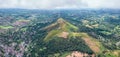 Amazing aerial view of the Malvern Hills and town center of Great Malvern, The famous village for outdoor and tourist, England