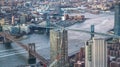 Amazing aerial view of New York City famous bridges Royalty Free Stock Photo