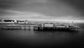 Amazing aerial view over Brighton Pier and Beach in England in black and white Royalty Free Stock Photo