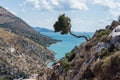 Amazing aerial view of Petani Beach on the Kefalonia Island, Greece Royalty Free Stock Photo