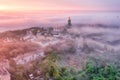 Amazing aerial view of the pink lake at sunset, beautiful landscape, juicy multi-colored colors Royalty Free Stock Photo