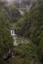 Amazing aerial view on Plitvice National Park waterfalls