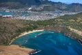 Amazing aerial view of scenic Haunama Bay Oahu Hawaii Royalty Free Stock Photo