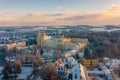 Amazing aerial view of snowy Zirc Abbey Royalty Free Stock Photo