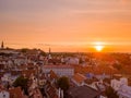 Amazing aerial view of Tallinn city at sunset Royalty Free Stock Photo