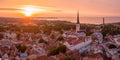 Amazing aerial view of Tallinn city at sunset Royalty Free Stock Photo