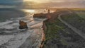 Amazing aerial view of Twelve Apostles at sunset, Great Ocean Road, Australia Royalty Free Stock Photo