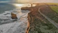 Amazing aerial view of Twelve Apostles at sunset, Great Ocean Road, Australia Royalty Free Stock Photo