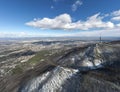 Aerial Winter view of Vitosha Mountain and city of Sofia, Bulgaria Royalty Free Stock Photo