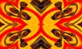 Amazing allure of an abstract seamless ikat pattern in vibrant yellow and red adorned with tribal patterns