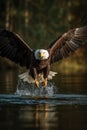 Amazing American Bald Eagle diving close up photo generative AI