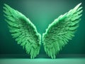 Green Angel Wings Backdrop Beautiful Photography Template Design - ai generated