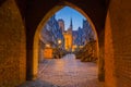 Amazing architecture of the Mariacka street in the old town in Gdansk at night, Poland Royalty Free Stock Photo