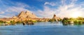 Amazing Aswan landscape on the way to The Great Sphinx and Pyramids of Egypt Royalty Free Stock Photo