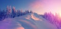 Amazing athmospheric Landscape. winter scenery at sunset Royalty Free Stock Photo