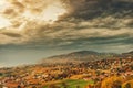 Amazing autumn landscape of Lavaux vineyards Royalty Free Stock Photo