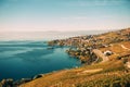 Amazing autumn landscape of Lavaux vineyards Royalty Free Stock Photo