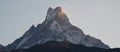 Amazing autumn panorama with mountains covered with snow and forest against the background of blue sky and clouds. Mount Everest, Royalty Free Stock Photo