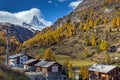 Amazing Autumn panorama to Zermatt Resort, Alps, Switzerland