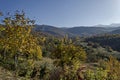 Amazing autumn view of glade, hill, forest with deciduous trees near to pretty village Zhrebichko, Bratsigovo municipality