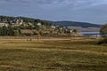 Amazing autumn view holiday village around Tsigov chark resort and Batak dam reservoir, Rhodope mountains