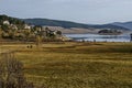 Amazing autumn view holiday village around Tsigov chark resort and Batak dam reservoir, Rhodope mountains