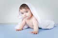 Amazing baby girl after bath in consideration. Royalty Free Stock Photo