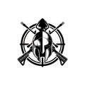 Black and white spartan with croshair and rifle vector template