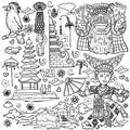 Amazing bali indonesia outline illustration isolated Royalty Free Stock Photo