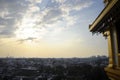 Amazing Bangkok scenic urban view of skyline business district from golden mountain viewpoint in Thailand Royalty Free Stock Photo